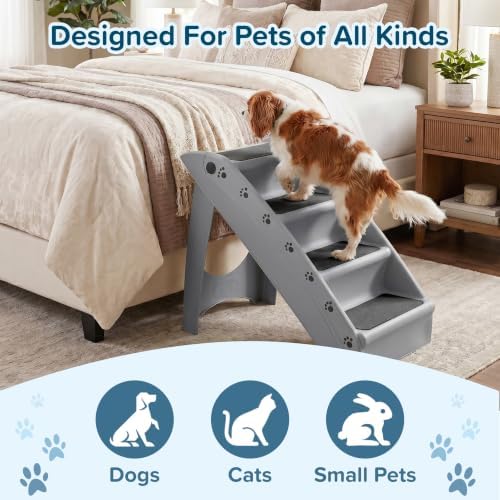 PETMAKER Lightweight Durable Plastic Dog Stairs, Gray, 23.25” x 15” x 19” - Image 6