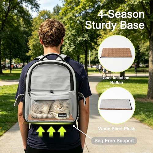 Cat Carrier Dog Backpack Carrier with Anti-Collapse Bottom (Light Gray) - Image 4