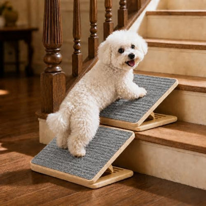 2-Pack Adjustable Small Dog Ramps, Folding Wooden Pet Ramp for Stairs by Loscarol