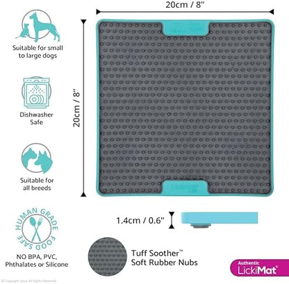 LickiMat Tuff Soother Slow Feeder Lick Mat for Dogs, Turquoise, Boredom Aid - Image 2