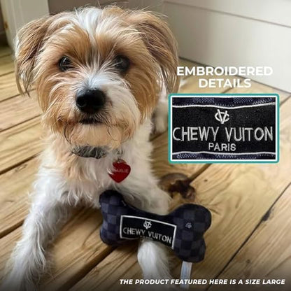 Haute Diggity Dog Chewy Vuiton Bone Plush Dog Toy, Designer Parody Toy - Image 5