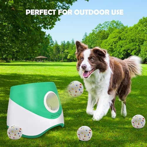 Automatic Dog Ball Launcher for Small to Medium Dogs, 2.2 Inch ETPU Dog Ball Thrower, 3 Distance Adjustable 19-39 Ft Interactive Dog Toy, Mental Stimulating Puppy Toy with 4 ETPU Balls (Green) - Image 7