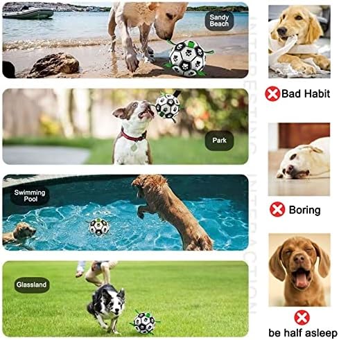 Amasiver Dog Soccer Ball Toys, 8'' World Cup Dog Soccer Ball with Straps, Dogs Birthday Gifts, Water Toy, Herding Ball, Durable Balls for Large Medium Pet, Outdoor Dog Toy (8 Inch-Large) - Image 4