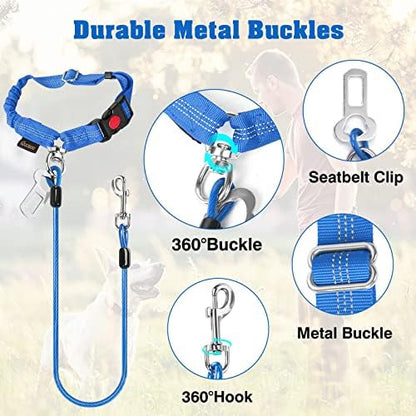 Chew Proof Dog Car Seat Belt, 2 in 1 Steel Cable Dog Car Accessories Headrest Restraint Doggie Car Seatbelt for Medium Large Dogs Chewer Heavy Duty Doggie Seatbelts for Cars Swivel Attach - Image 5