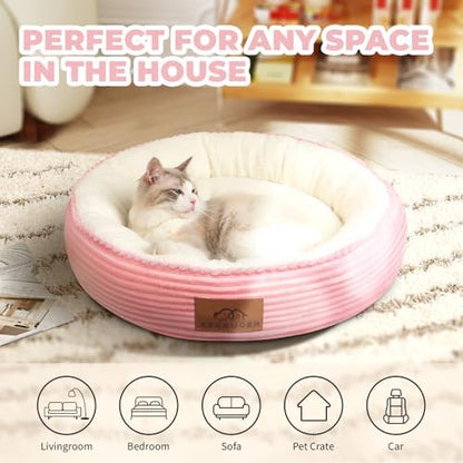 Zerbuger 23in Pink Round Dog Bed Sofa for Dogs Cats, Machine Washable - Image 6