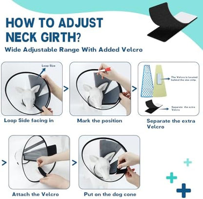 Supet Dog Cone Collar Adjustable After Surgery, Comfortable Pet Recovery Collar & Cone for Large Medium Small Dogs, Elizabethan Dog Neck Collar Plastic Practical - Image 2