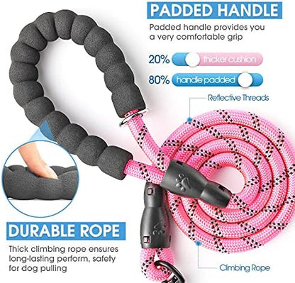 BAAPET 2/4/5/6 FT Dog Leash with Comfortable Padded Handle and Highly Reflective Threads for Small Medium and Large Dogs (4FT-1/2'', Pink) - Image 2