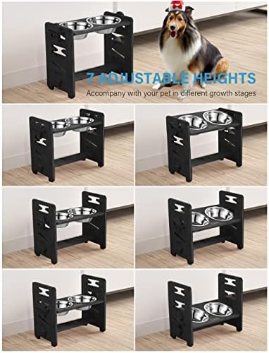 Vantic Elevated Dog Bowls, Raised Dog Bowl Stand Adjustable Medium, Black - Image 3