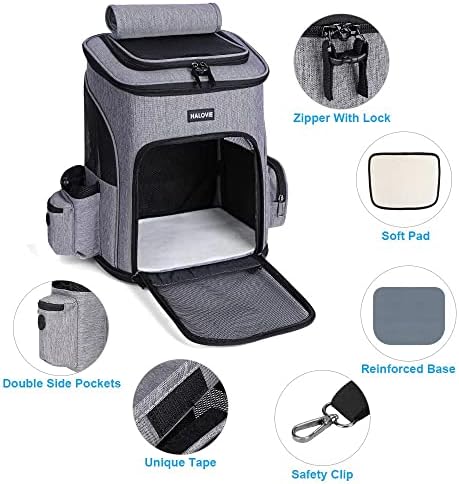 HALOVIE Pet Carrier Backpack Expandable for Cats Dogs Under 18 LB, Breathable Mesh Cat Backpack Carrier Bag, Foldable Dog Backpack Carrier for Small Dogs Rabbits Puppies - Image 3