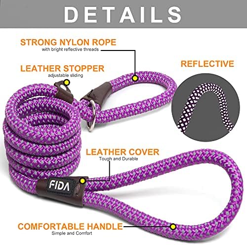 Fida Durable Slip Lead Dog Leash, 6 FT x 3/8" Dog Training Leash, Purple - Image 2