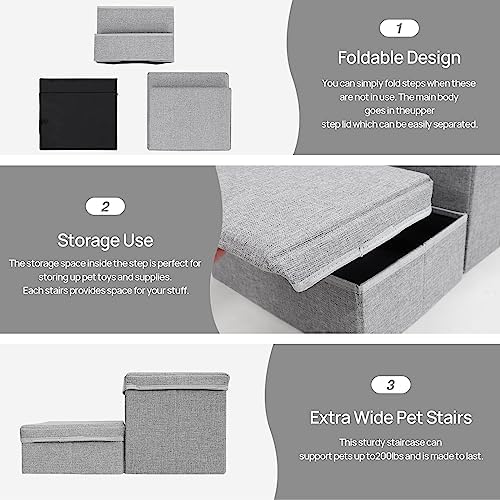 Linen Foldable Dog Stairs with Storage - Image 6