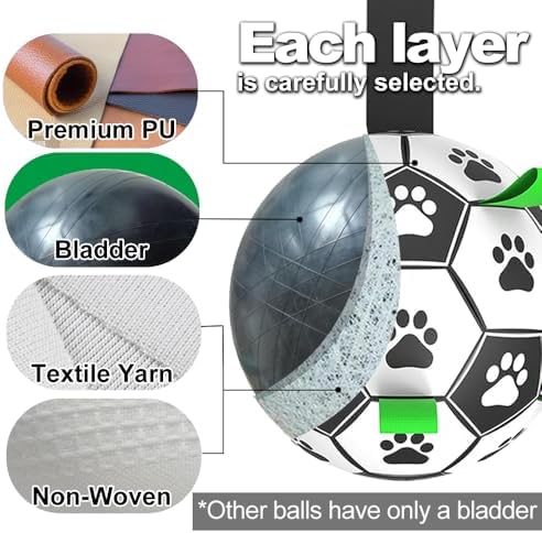 Amasiver Dog Soccer Ball Toys, 9'' World Cup Dog Soccer Ball with Straps, Dogs Birthday Gifts, Water Toy, Herding Ball, Durable Balls for Large XLarge Pet, Outdoor Dog Toy (9 Inch-XLarge) - Image 6