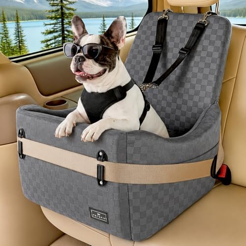PETSFIT Pet Car Seat with Patented Safety System, 5" Elevated Cushion by Petsfit