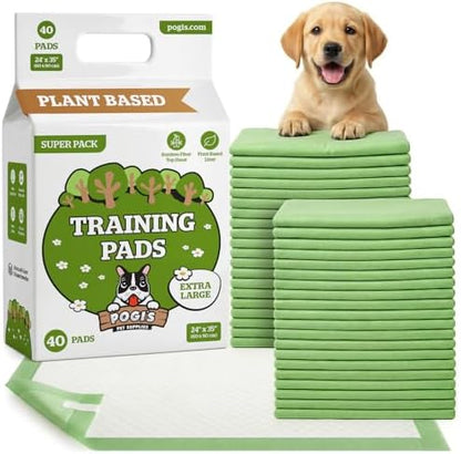 Pogi’s Potty Pads with Sticky Tabs – XL, Super Absorbent, Odor Blocking, 40-Count (24x35in) by PogisPetSupplies