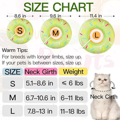 Cat Cone Collar Soft, Cute Cat Donut Collar After Surgery, Adjustable Kitten Recovery Cones to Stop Licking, Lightweight Neck Elizabethan Collars for Cats Kittens (Green, Small) - Image 2