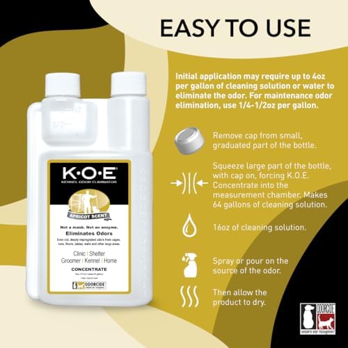 Odorcide K.O.E. Apricot Odor Eliminator 16 oz for Strong Odor for Cages, Runs & More – Home & Kennel w/Safe, Non-Enzymatic Formula - Image 2