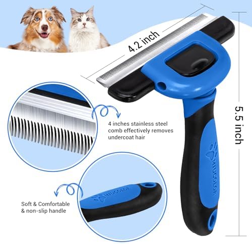 MIU COLOR Pet Grooming Brush, Deshedding Tool for Dogs & Cats, Navy Blue - Image 2