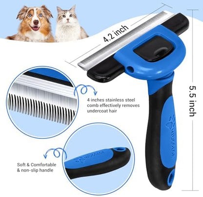 MIU COLOR Pet Grooming Brush, Deshedding Tool for Dogs & Cats, Navy Blue - Image 2