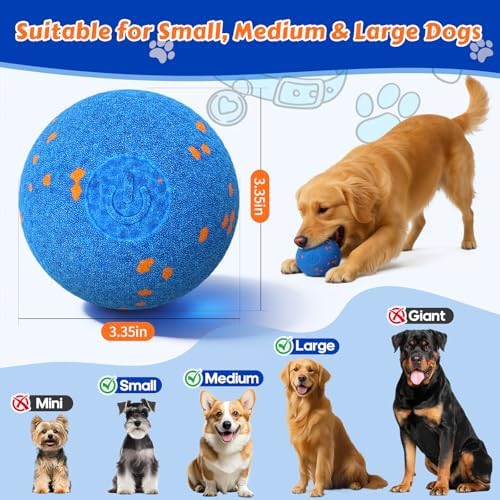 Interactive Dog Toys Ball with Chew-Resistant E-TPU Material, Smart Automatic Rolling Ball Toys for Small, Medium & Large Dogs, 2 Modes Rechargeable Moving Bouncing Dog Ball - Image 3