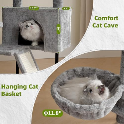 Gitelsnour Cat Tree Tower for Indoor Cats, Top Platform with Toy, GCT006SW - Image 3