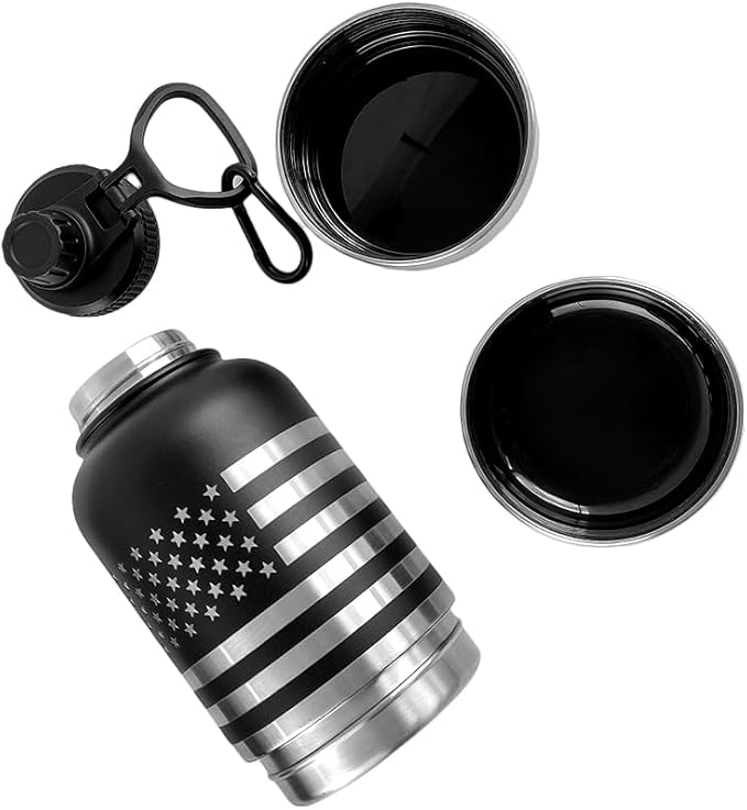 Insulated Dog Water Bottle Portable (32oz) - Dog Travel Water Bottle with a Hook for Hiking & 2 Bowls Attached. Pet Travel Accessories, Puppy Essentials, Portable Pet Dispenser.