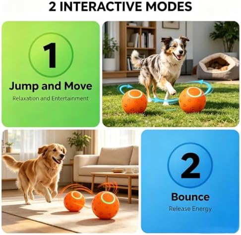 Interactive Dog toys, Smart Dog ball, E-TPU Material Automatic Moving, Bouncing, Vibrating ball Durable Duraspin Design for Aggressive Chewers.Keeps Dogs Busy and Entertained.Suitable for all dogs - Image 2