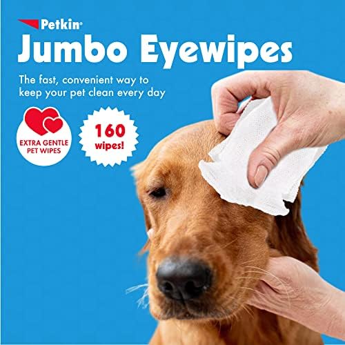 Petkin Jumbo Pet Eye Wipes, 80 Extra Moist Wipes, 2 Pack - Natural Formula Gently Removes Dirt, Discharge, & Tear Stains - Safe, Convenient, & Easy to Use Pet Wipes for Dogs, Cats, Puppies & Kittens - Image 2