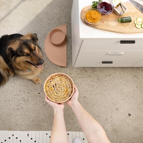 Slow Feeder Dog Bowl - Silicone Dog Bowl, Medium, 7.5" x 1.5" - Blush - Image 4