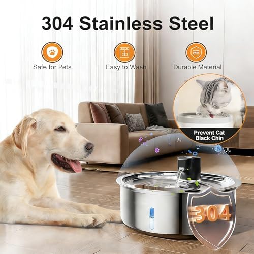 Dog Water Fountain, 8L/2.1 Gal Stainless Steel for Large Dogs & Multi-Pet - Image 2