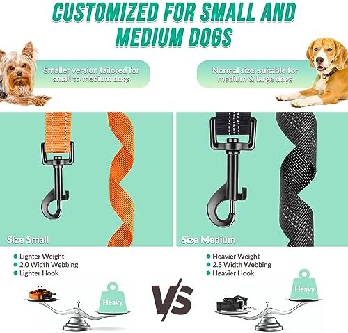 AUTOWT Two Dog Lead, 2 in 1 Upgraded Double Dog Leash Attachment Combine Adjustable Strap and Shock Absorbing Bungee No Tangle Dual Training Splitter for Different Size Dogs - Image 4
