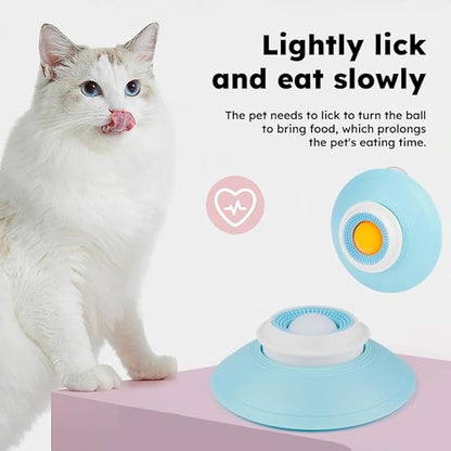 Dog Cat Lick Sphere Slow Feeder for Liquid Food & Peanut Butter,Interactive Licksphere for Dogs Anxiety Relief,Non-Slip Licking Bowl Enrichment Toys to Healthy Diet Food Container for Dog Cats(Yellow)