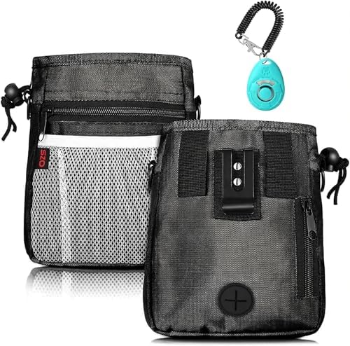SZO Dog Training Treat Pouch with Training Clicker, Black by SZOLLC
