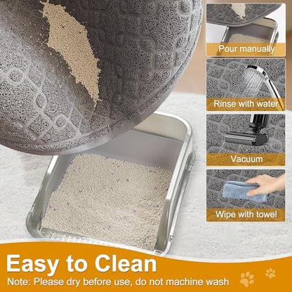 Cat Litter Box Mat, 35" x 24" Large Kitty Litter Trapping Mat Keep Floor Clean, Litter Box Mat Scatter Control, Waterproof, Easy to Clean, Durable Large Size Litter Mats for Floor - Image 3