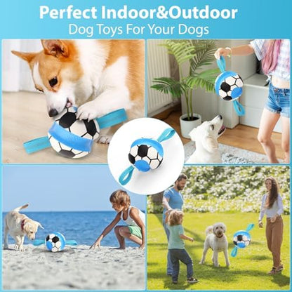 Dog Toys Balls, Interactive Dog Soccer Ball with Pull Straps, Bouncing Water Toy, Durable Training Toy for Small Medium Pets, Puppy Toy for Indoor Outdoor Play - Image 4