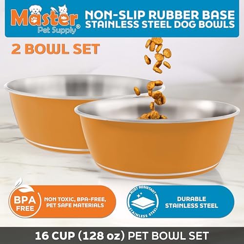 Master Pet Supply Stainless Steel Dog Bowls Set of 2 - Mango Tango, 128 Oz - Image 2