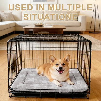Dog Bed Mat – Soft & Comfortable Dog Kennel Pad for Crate – Durable Crate Bed & Mat for Dogs & Cats – Ideal for Crate, Kennel, and Home Use (Big&Little Stars Grey, S(24"*18"*1.5")) - Image 6