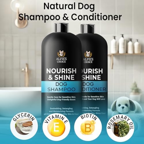Dog Shampoo and Conditioner Set with Biotin, Rosemary & Lavender (16 fl oz) - Image 4
