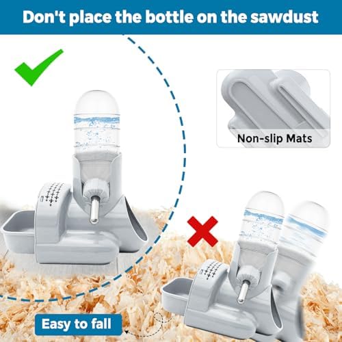 VANNON 3-in-1 Hamster Water Bottle with Food Bowl & Hideout Base, Grey - Image 3