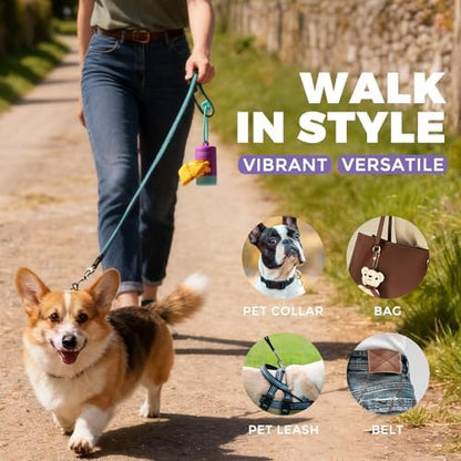 Dog Poop Bag Dispenser Fits All Dog Leash, Poop Bag Holder with Adjustable Silicone Strap, Doggy Walking Accessory, Without Rolls (Purple) - Image 2
