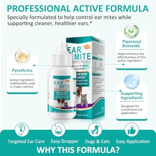 Daiasns 2PCS Ear Mite Treatment for Dogs & Cats - Fast-Acting Ear Mite Drops, Dog Ear Infection Treatment, Ear Mite Treatment for Dog Yeast Infection, 100% Natural for Ear Relief - 0.75 fl oz - Image 4