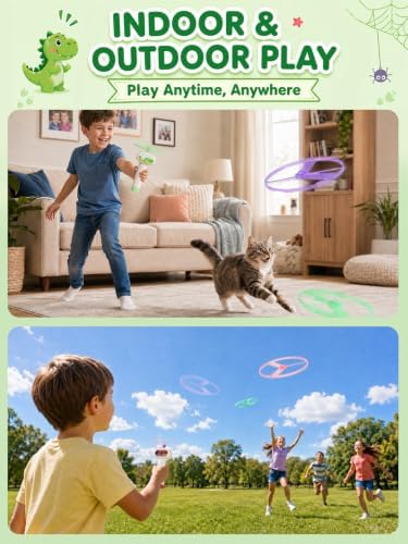 2PCS Outside Toys for Kids & Pets Electric Disc Launcher 6 Flying Spinners - Image 4