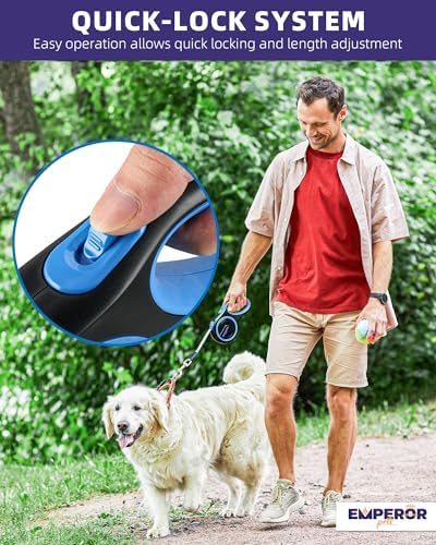 Emperor Pets Retractable Dog Leash, 16 ft, Up to 44lbs, Blue -BL16-20 - Image 3
