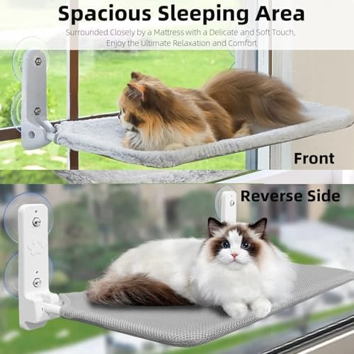 2PCS Replacement Cover for Cat Window Perch, M Size Cordless Cat Window Hammock Bed Accessories, Reversible Breathable/Warm Seat Cover for Inside (Grey, 20.4" L x 11.8" W) - Image 7