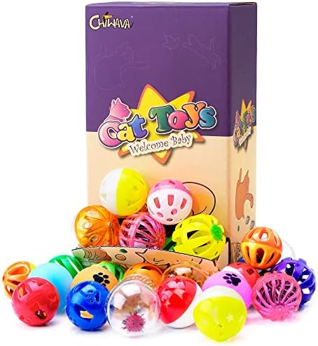 CHIWAVA 36PCS Plastic Noisy Cat Toy Ball with Bell Kitten Chase Toys 8 Type by Chiwava