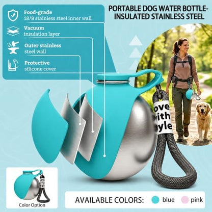 Portable Pet Water Bottle & Collapsible Dog Bowls, Spill Proof Water Dispenser, Cat Food Container & Dog Treat Holder, Small Size Pet Supplies Travel Accessories for Puppy Walking & Gifts - Image 7
