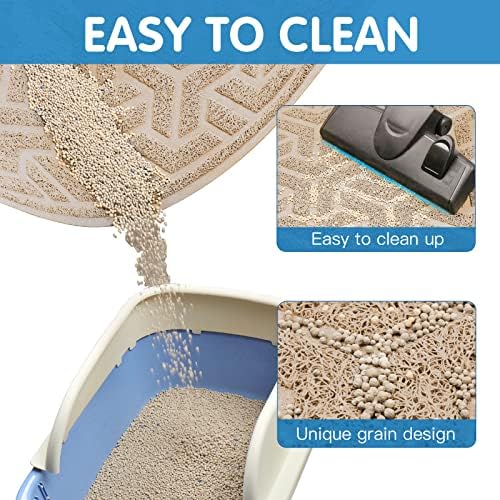 UPSKY Waterproof Cat Litter Mat Large 35" x 24" Soft on Kitty Paws, Beige - Image 4
