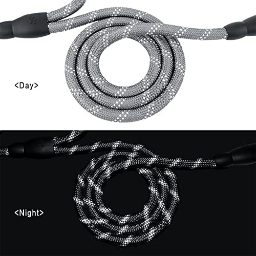 Plutus Pet Rope Dog Leash 6ft Long, Heavy Duty,Reflective Double Handle Leash for Safety Training, for Medium Large Dogs, Dual Handle Leads(Gray) - Image 5