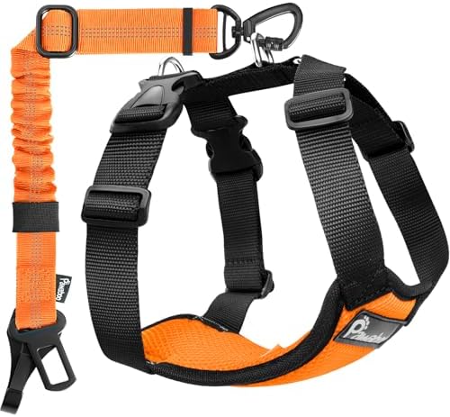Pawaboo Dog Seat Belt Harness for Car, Seatbelt Harness with 2 in 1 Buckle by Pawaboo