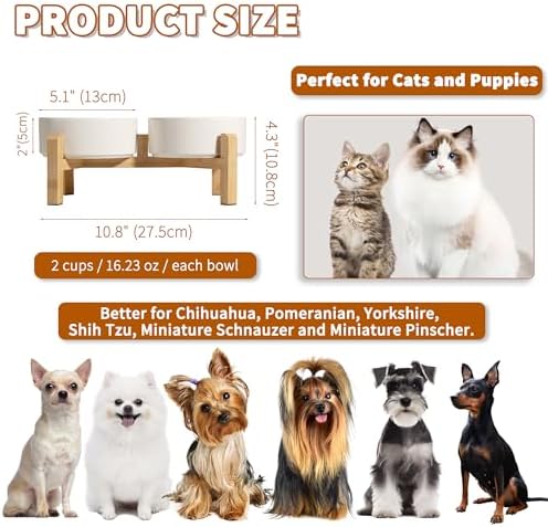 Elevated Ceramic Dog Bowl, 2 Cups Dog Food and Water Bowl Set with Stand - Image 2