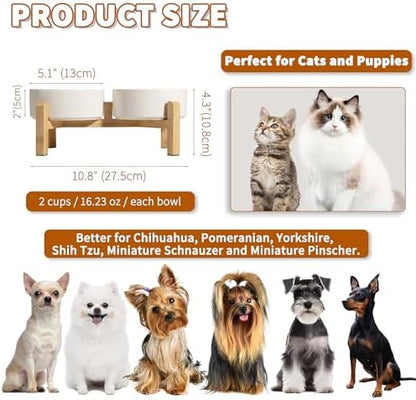 Elevated Ceramic Dog Bowl, 2 Cups Dog Food and Water Bowl Set with Stand - Image 2